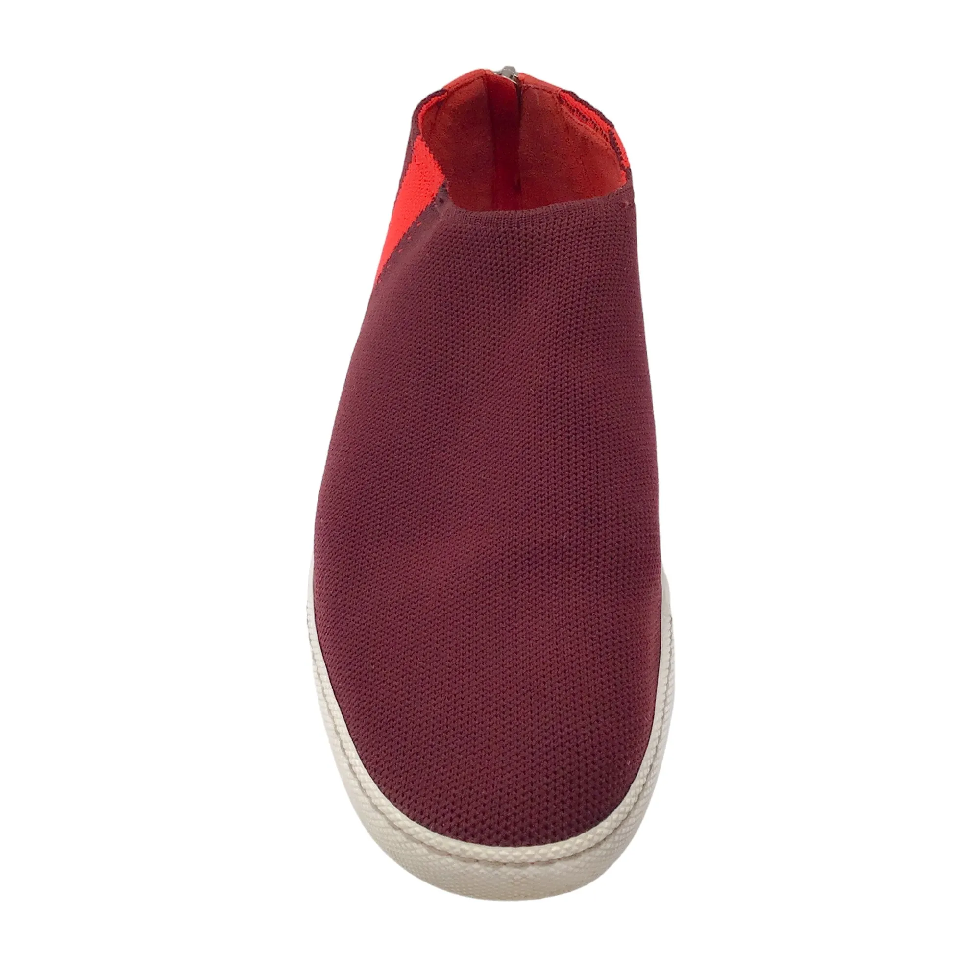 Hermes Burgundy / Red Leather Trimmed Knit Sneakers