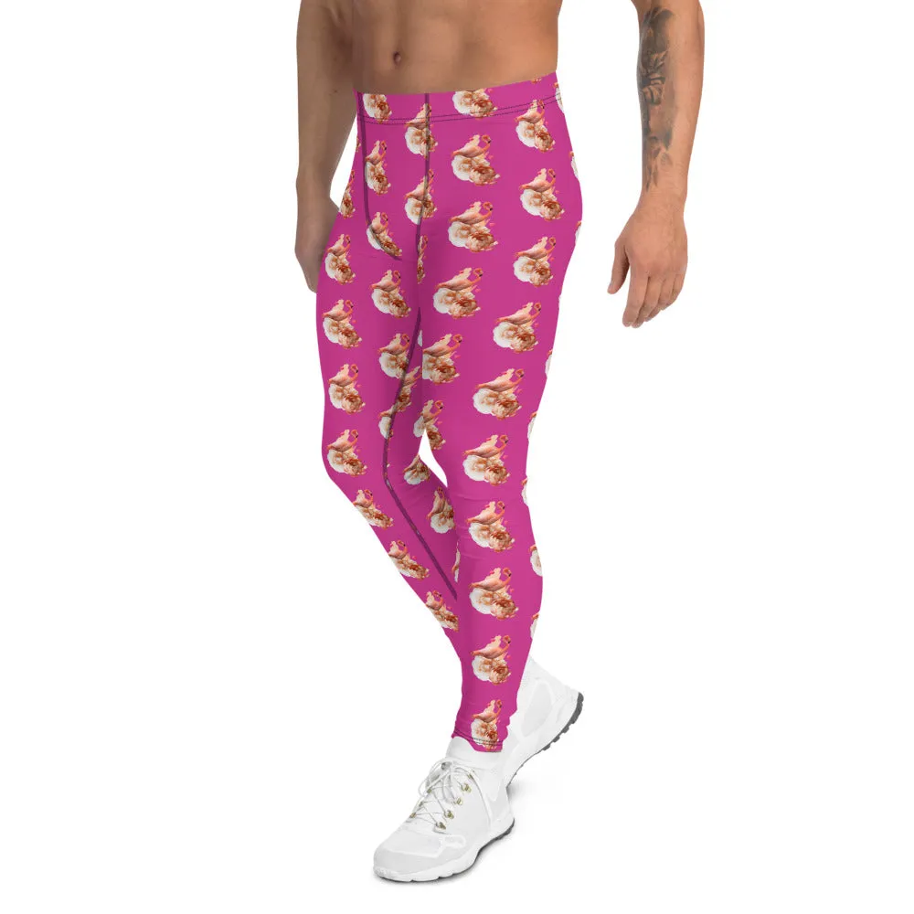 Hot Pink Flamingo Meggings, Sexy Running Compression Bird Print Tights-Made in USA/EU