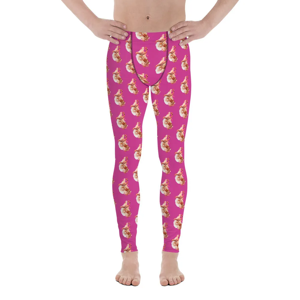 Hot Pink Flamingo Meggings, Sexy Running Compression Bird Print Tights-Made in USA/EU