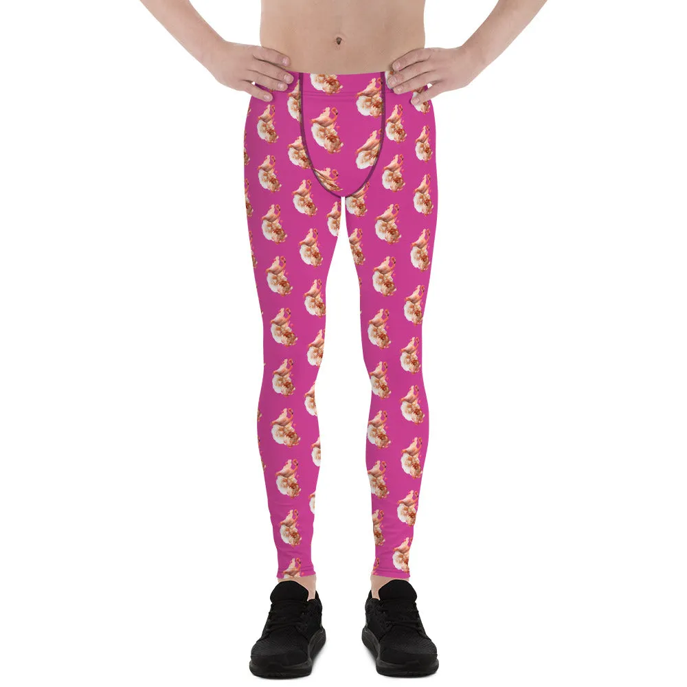 Hot Pink Flamingo Meggings, Sexy Running Compression Bird Print Tights-Made in USA/EU