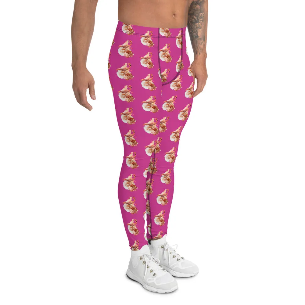 Hot Pink Flamingo Meggings, Sexy Running Compression Bird Print Tights-Made in USA/EU