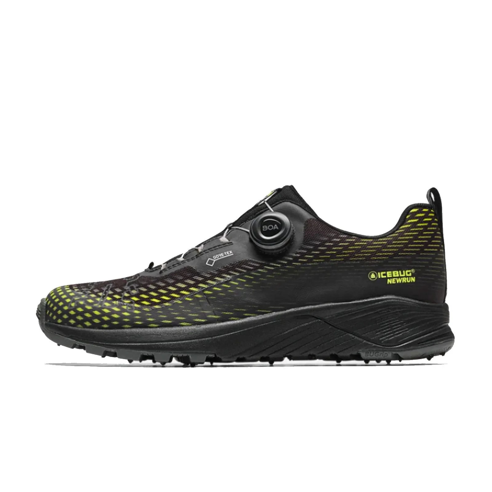 Icebug NewRun BUGrip GTX Running Shoe (Men) - Black/Poison with Studs