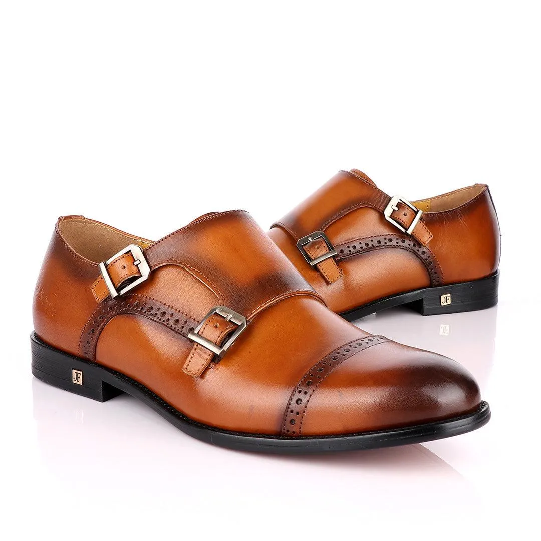 John Foster Double Monk Strap Brown Leather Shoe