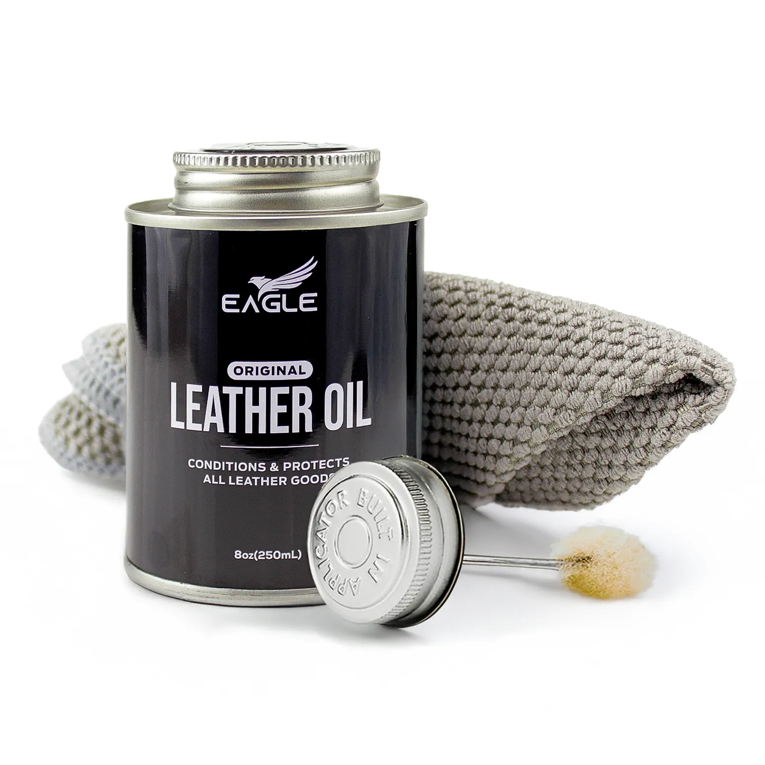 Leather Oil 8.45oz with Applicator & Premium Towel - All-Natural Neatsfoot Oil Conditioner for Boots, Shoes, Saddles, and Furniture