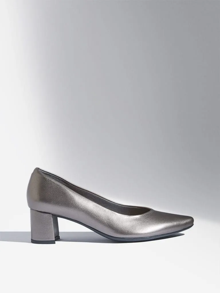 LUNA BLU Grey Block Heel Pump Shoes