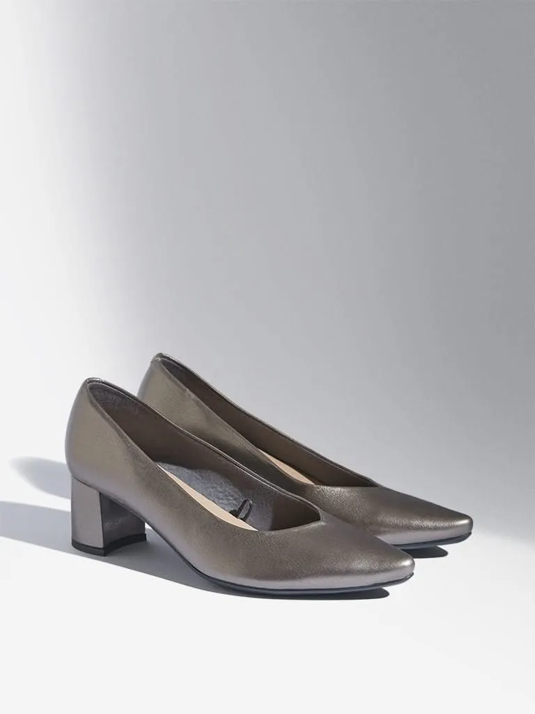 LUNA BLU Grey Block Heel Pump Shoes