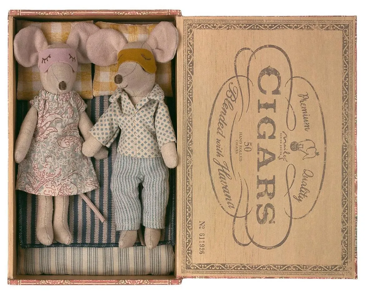 Maileg Parent Mice in Cigar Box including Same Sex Parenting Couple Variations Ltd Edition