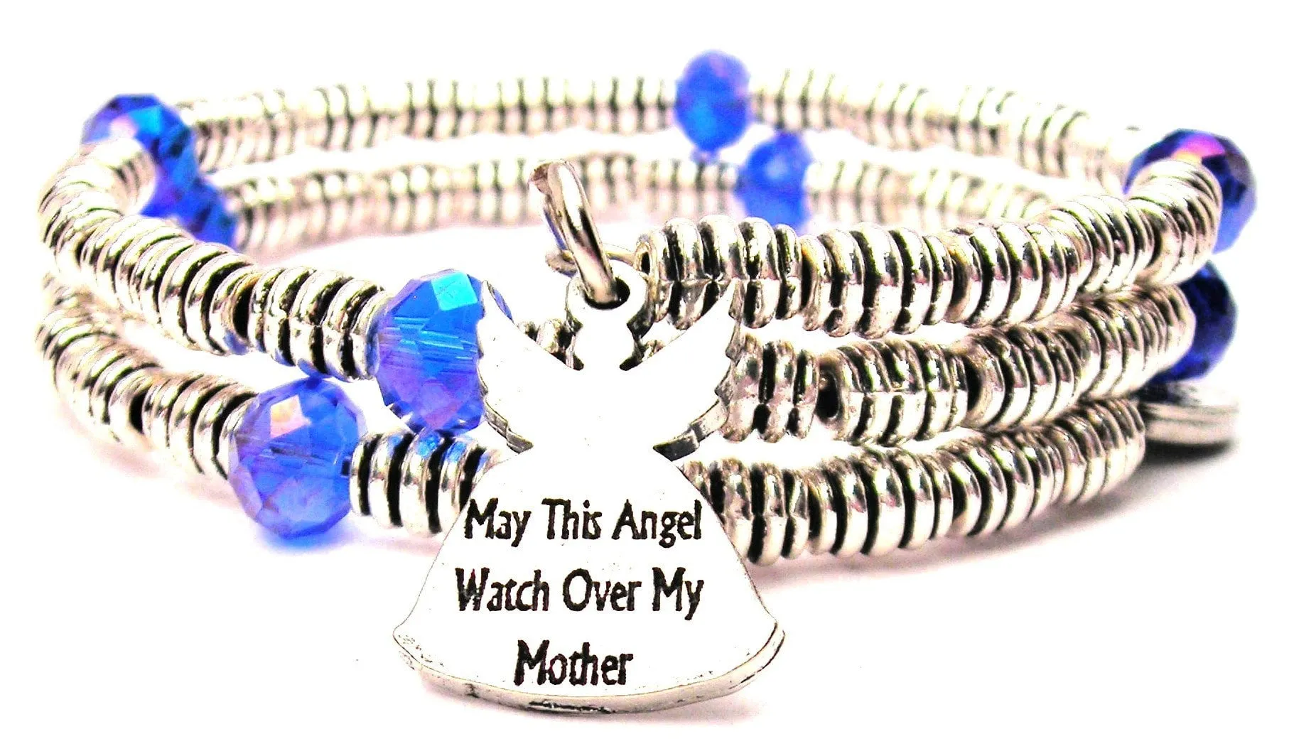 May This Angel Watch Over My Mother Curly Coil Wrap Style Bangle Bracelet