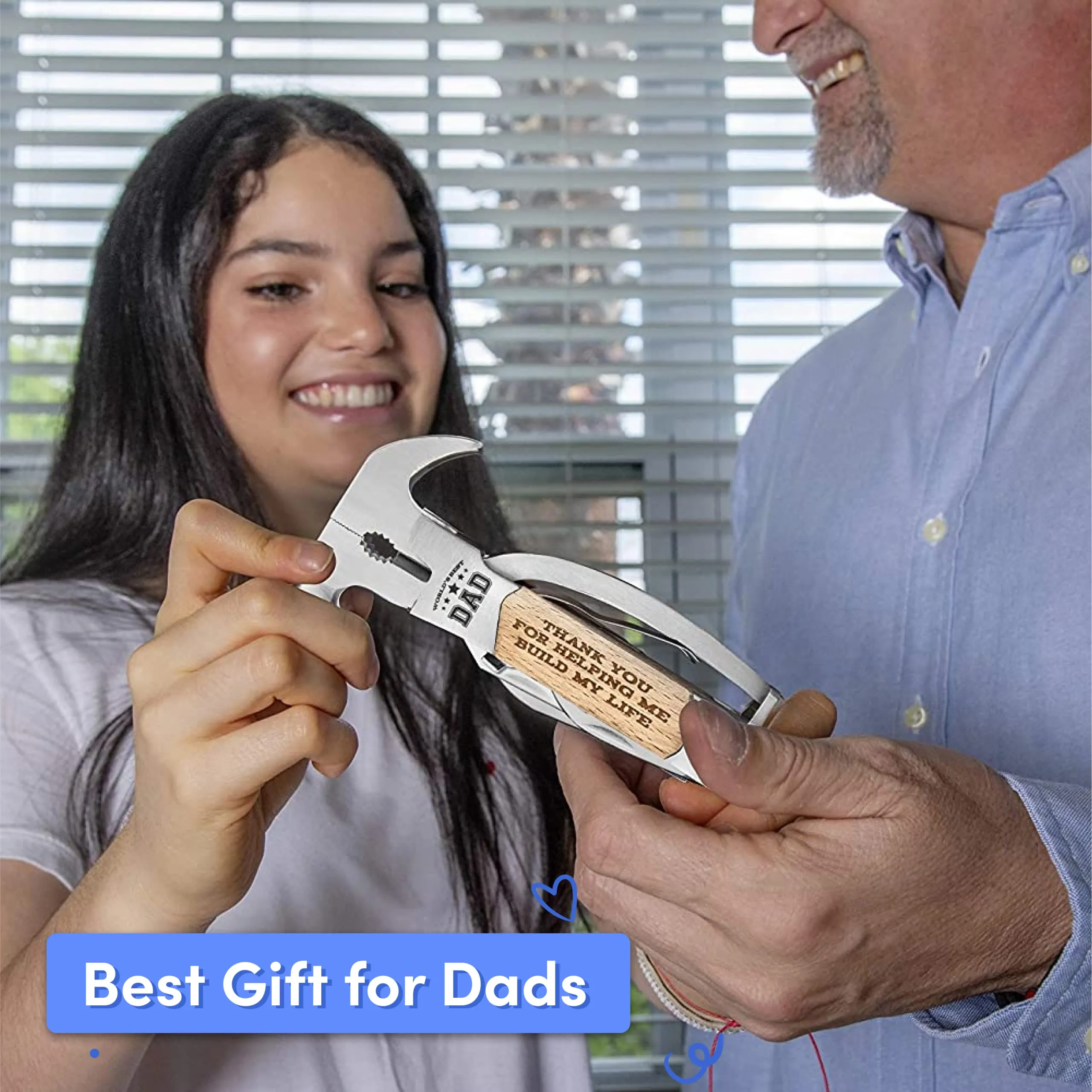 Multitool Hammer Gift for Dads from Daughter or Son - Fathers Day Hammer Multitool Novelty