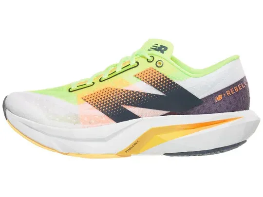 New Balance | FuelCell Rebel v4 | Women's | White/Bleached Lime Glo/Hot Mango