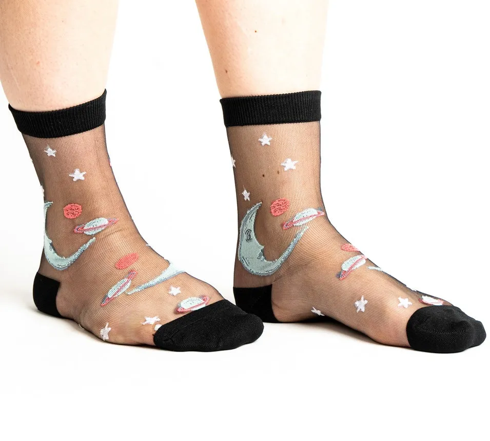 Once in a Blue Moon Sheer Crew Socks S/M