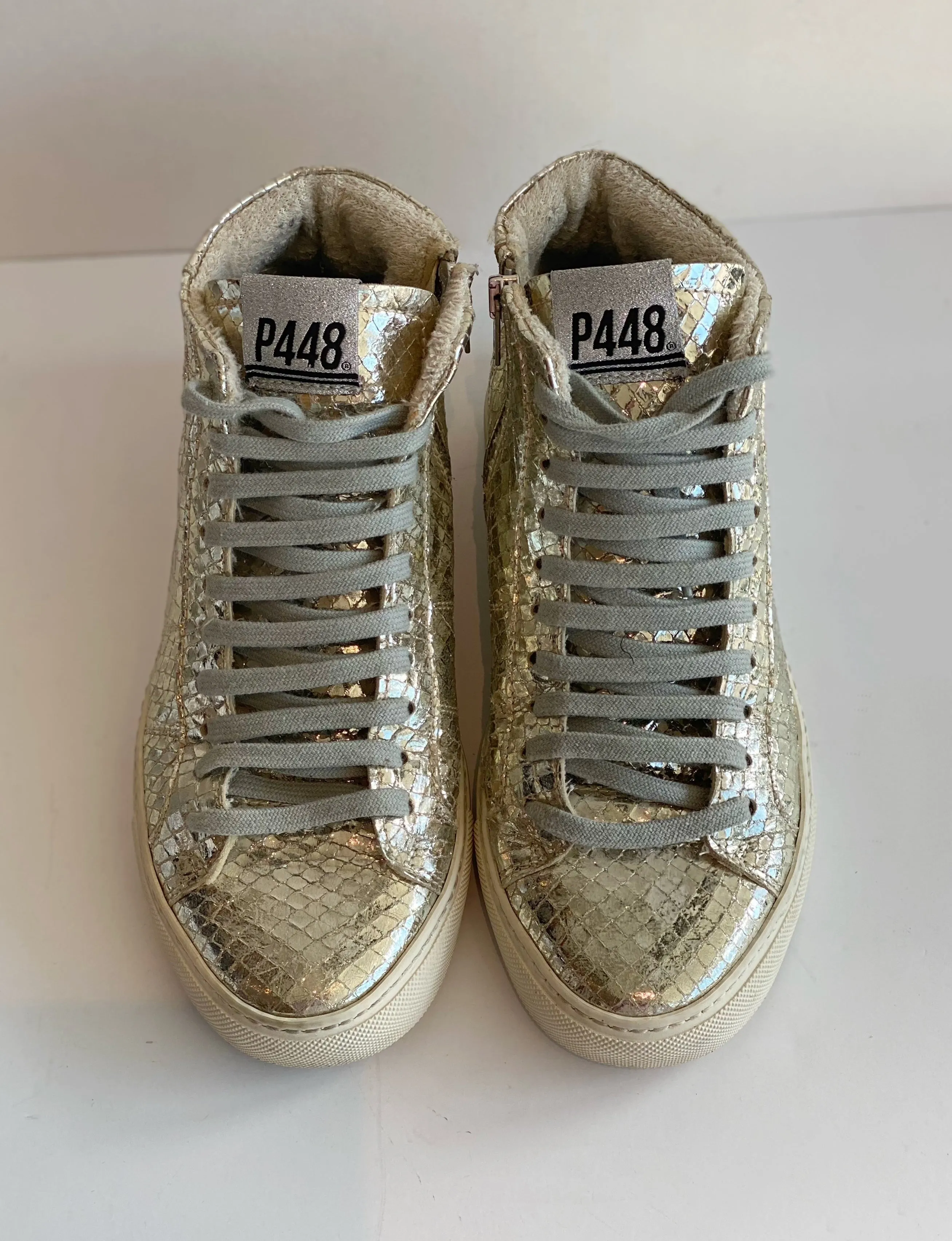 P448 High Top Metallic Sneakers