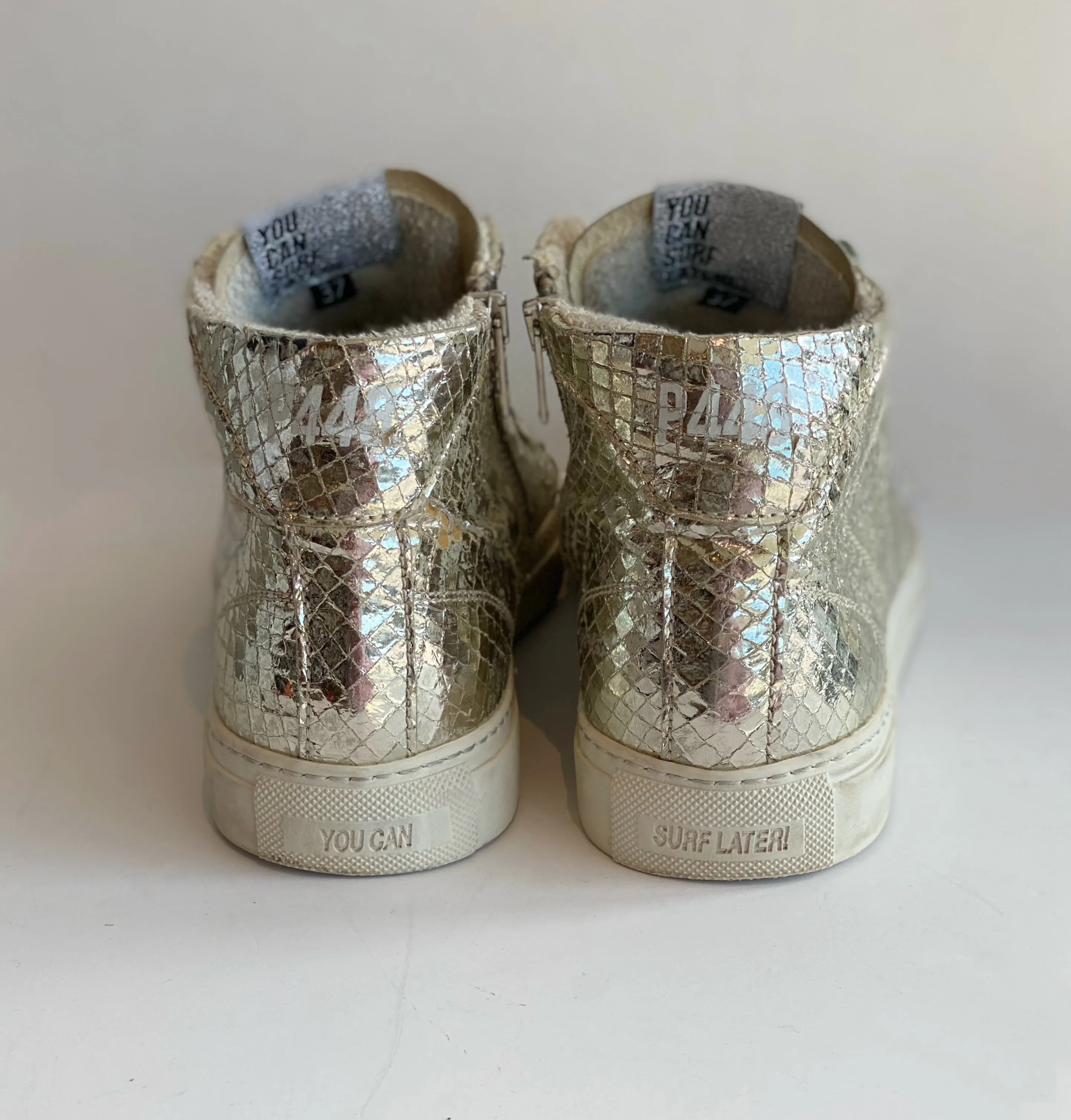 P448 High Top Metallic Sneakers