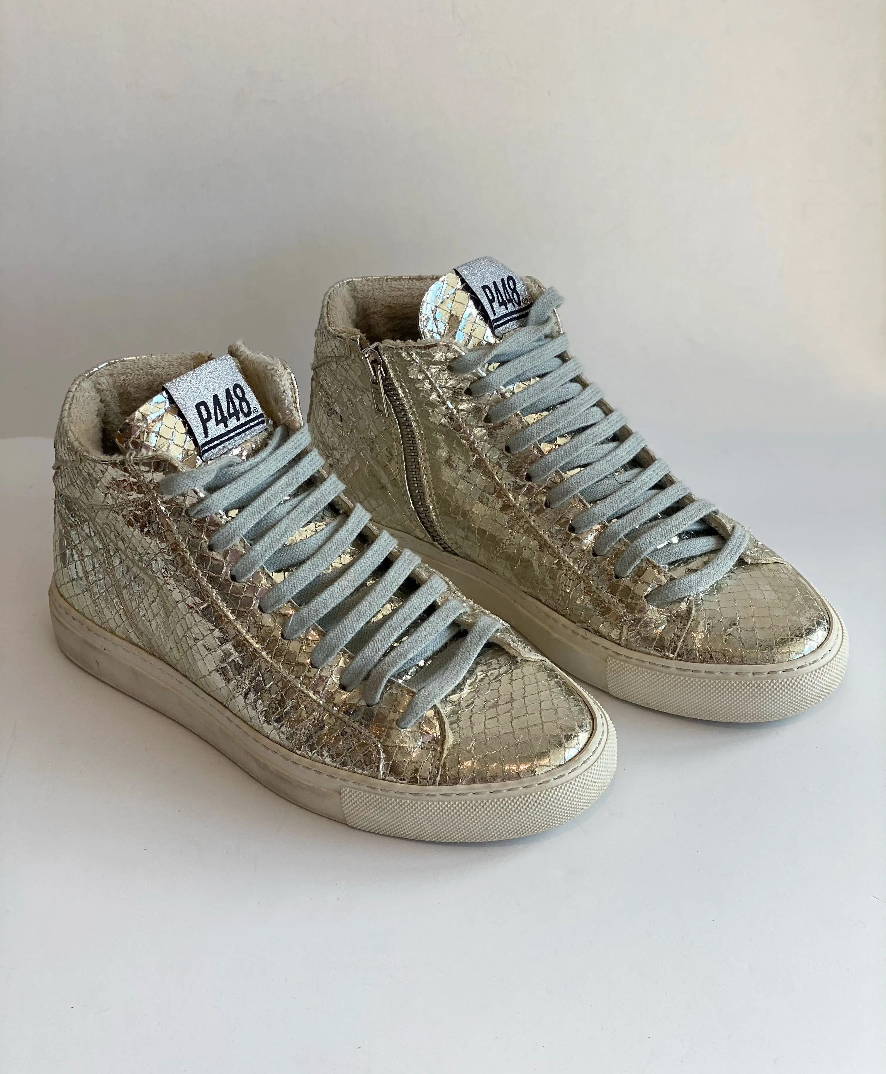 P448 High Top Metallic Sneakers