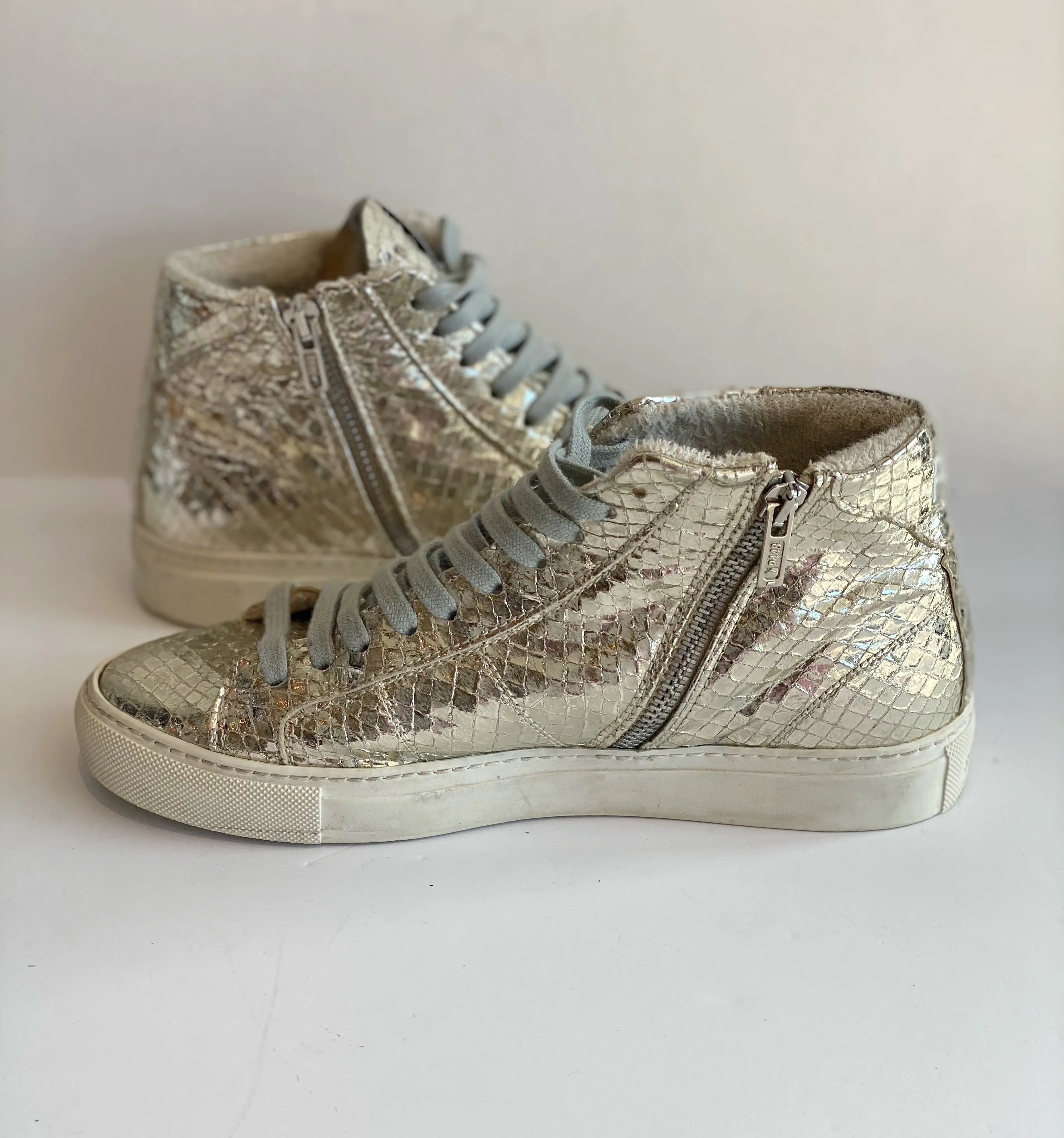 P448 High Top Metallic Sneakers