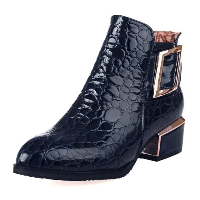 Patent Leather Zip Pointed Toe Ankle Boot