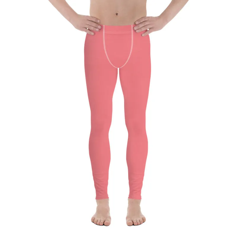 Peach Pink Solid Color Meggings, Premium Soft Men's Leggings- Made in USA/EU/ MX (US Size: XS-3XL)