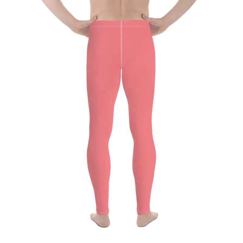 Peach Pink Solid Color Meggings, Premium Soft Men's Leggings- Made in USA/EU/ MX (US Size: XS-3XL)