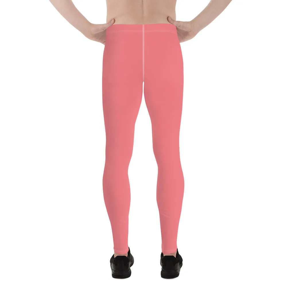 Peach Pink Solid Color Meggings, Premium Soft Men's Leggings- Made in USA/EU/ MX (US Size: XS-3XL)