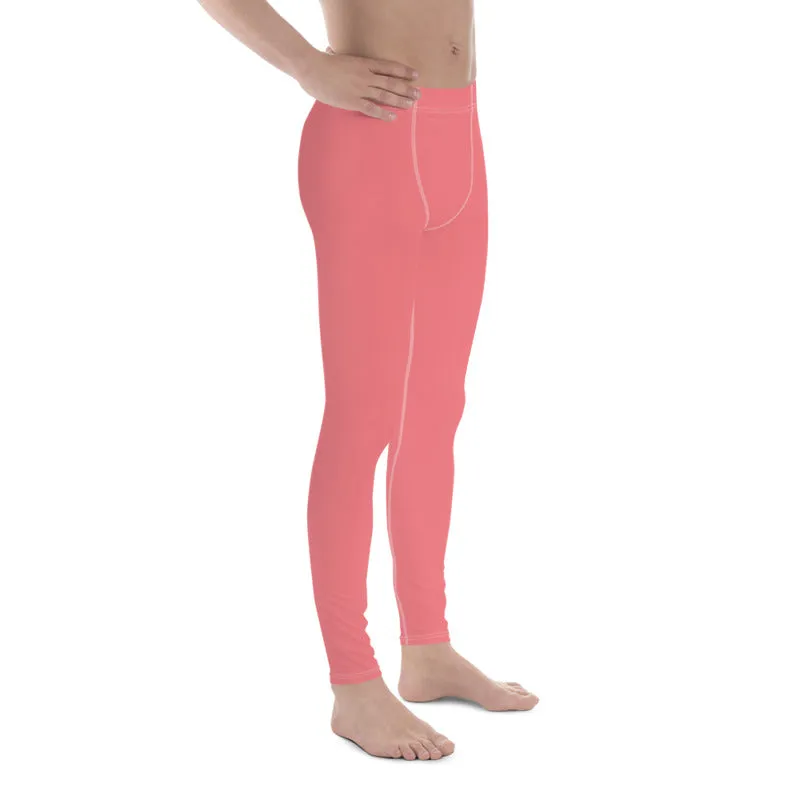 Peach Pink Solid Color Meggings, Premium Soft Men's Leggings- Made in USA/EU/ MX (US Size: XS-3XL)