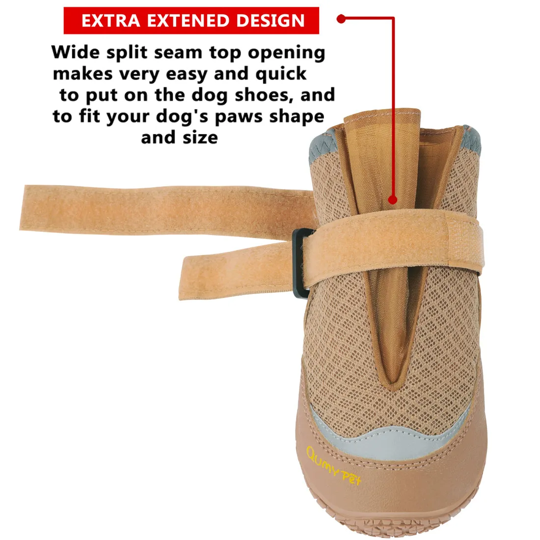 QUMY 2PCS Dog Shoes for Hot Pavement