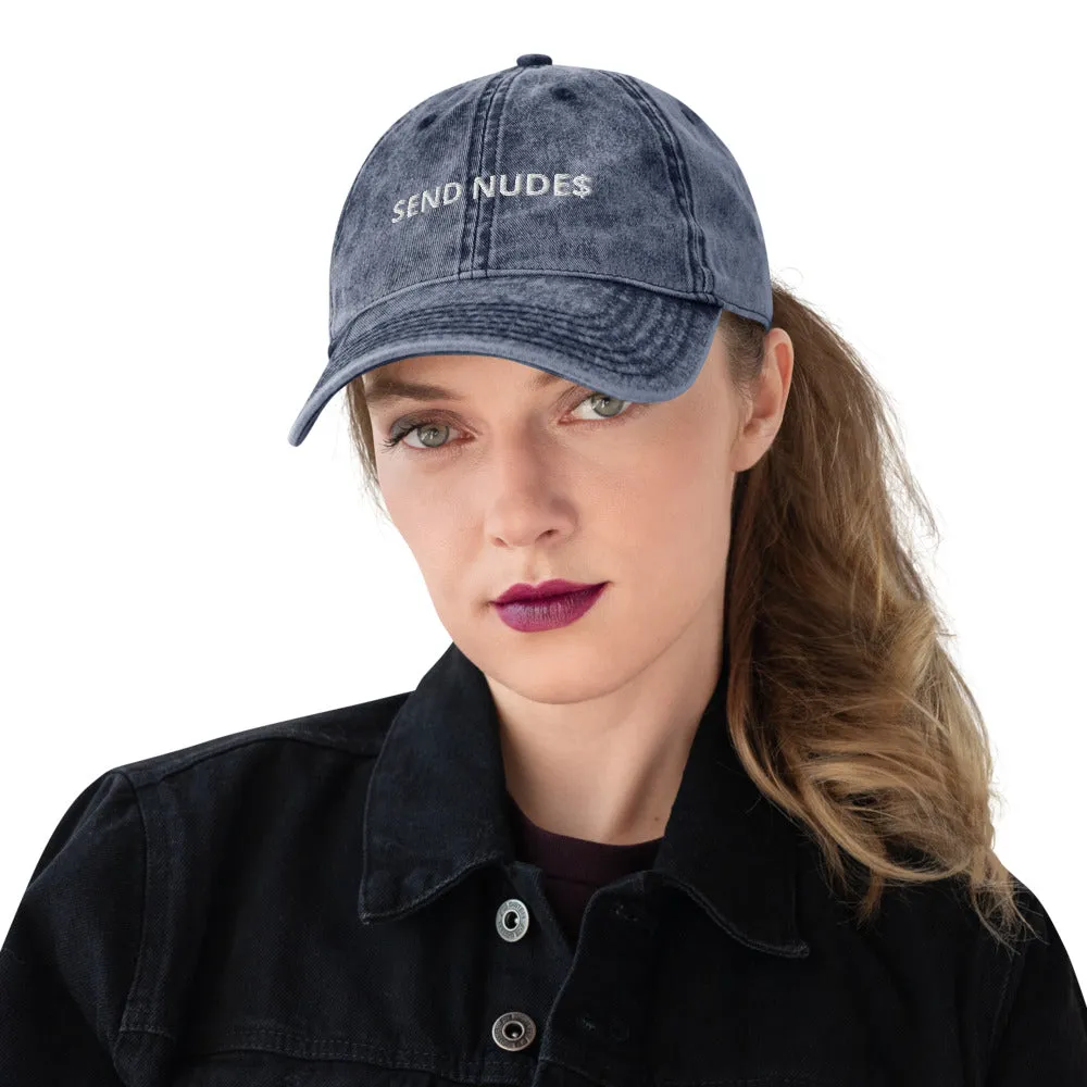 "SEND NUDE$ Twill Vintage Cotton Cap