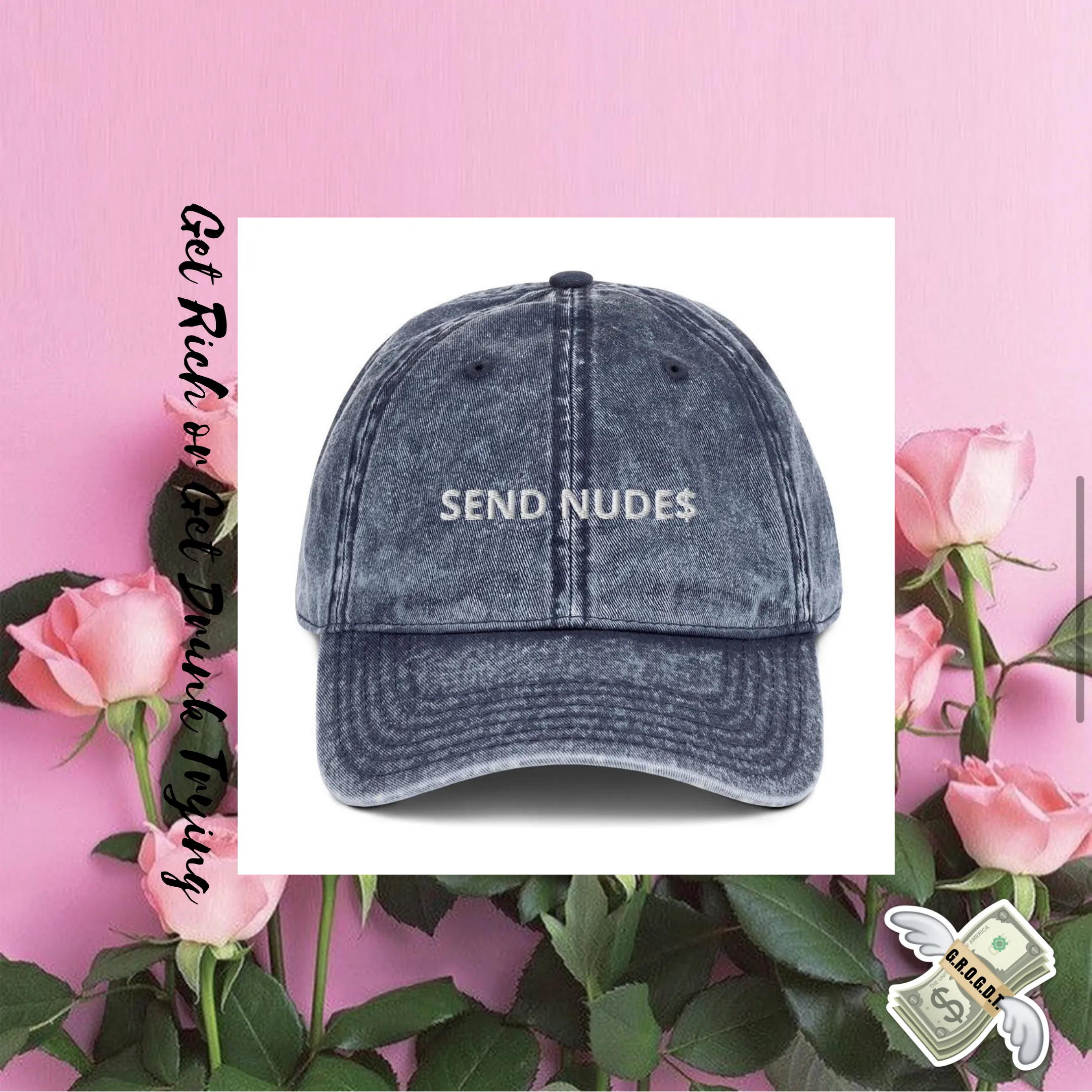 "SEND NUDE$ Twill Vintage Cotton Cap