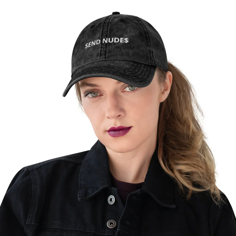 "SEND NUDE$ Twill Vintage Cotton Cap