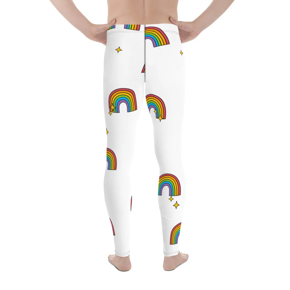 Rainbow Gay Pride Fun Meggings, Best Gay Pride Best Men's Leggings Pride Outfits-Made in USA/EU/MX