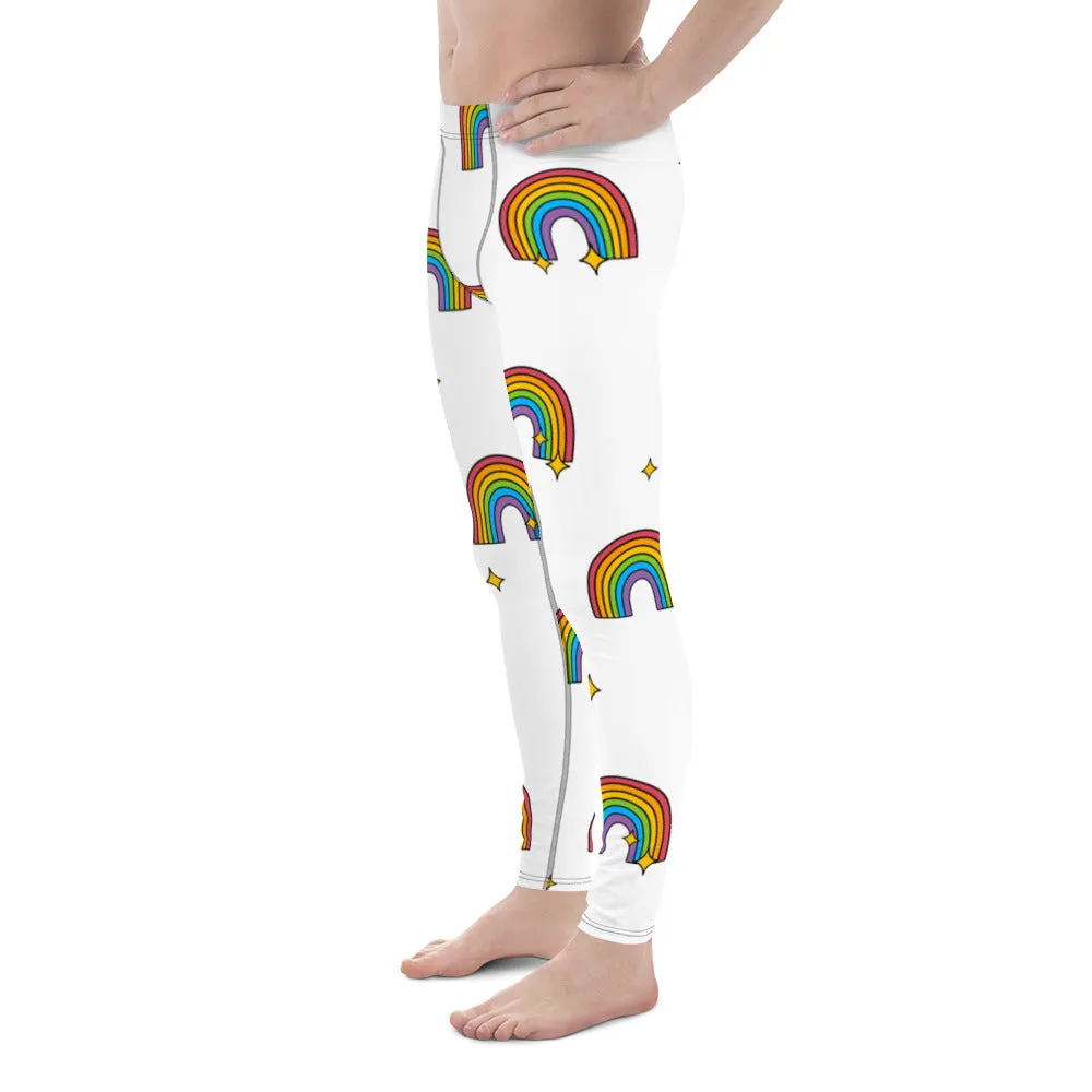 Rainbow Gay Pride Fun Meggings, Best Gay Pride Best Men's Leggings Pride Outfits-Made in USA/EU/MX