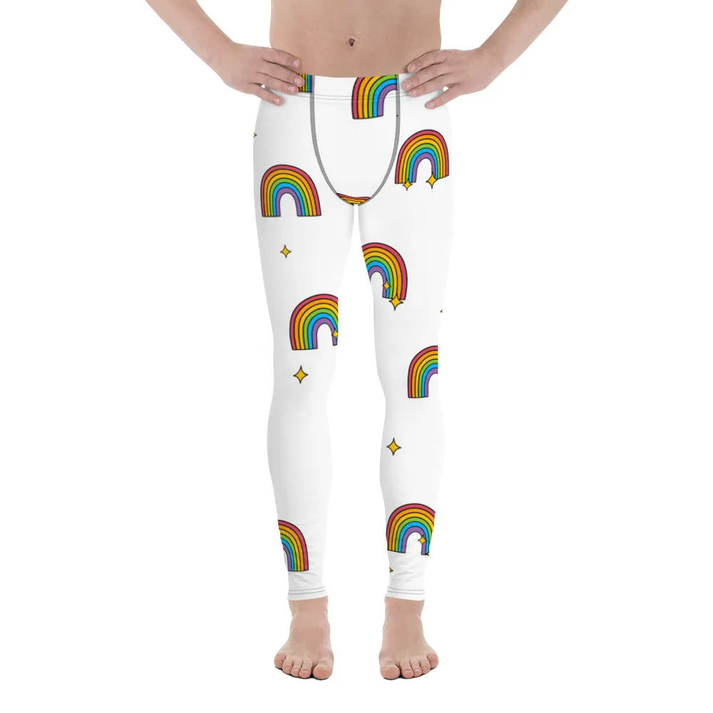 Rainbow Gay Pride Fun Meggings, Best Gay Pride Best Men's Leggings Pride Outfits-Made in USA/EU/MX