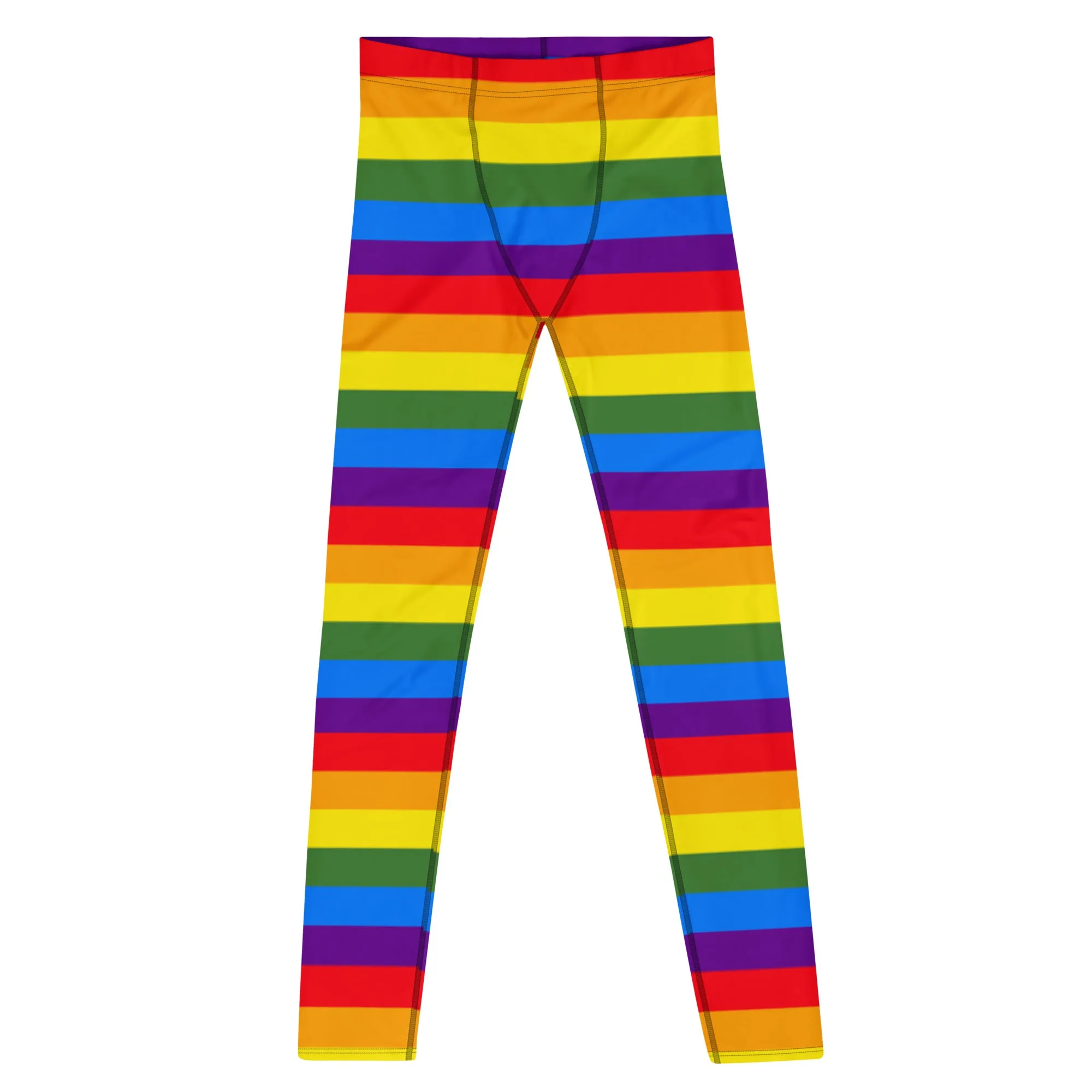 Rainbow Striped Colorful Men's Leggings, Best Gay Pride Men's Leggings Pride Outfits-Made in USA/EU/MX