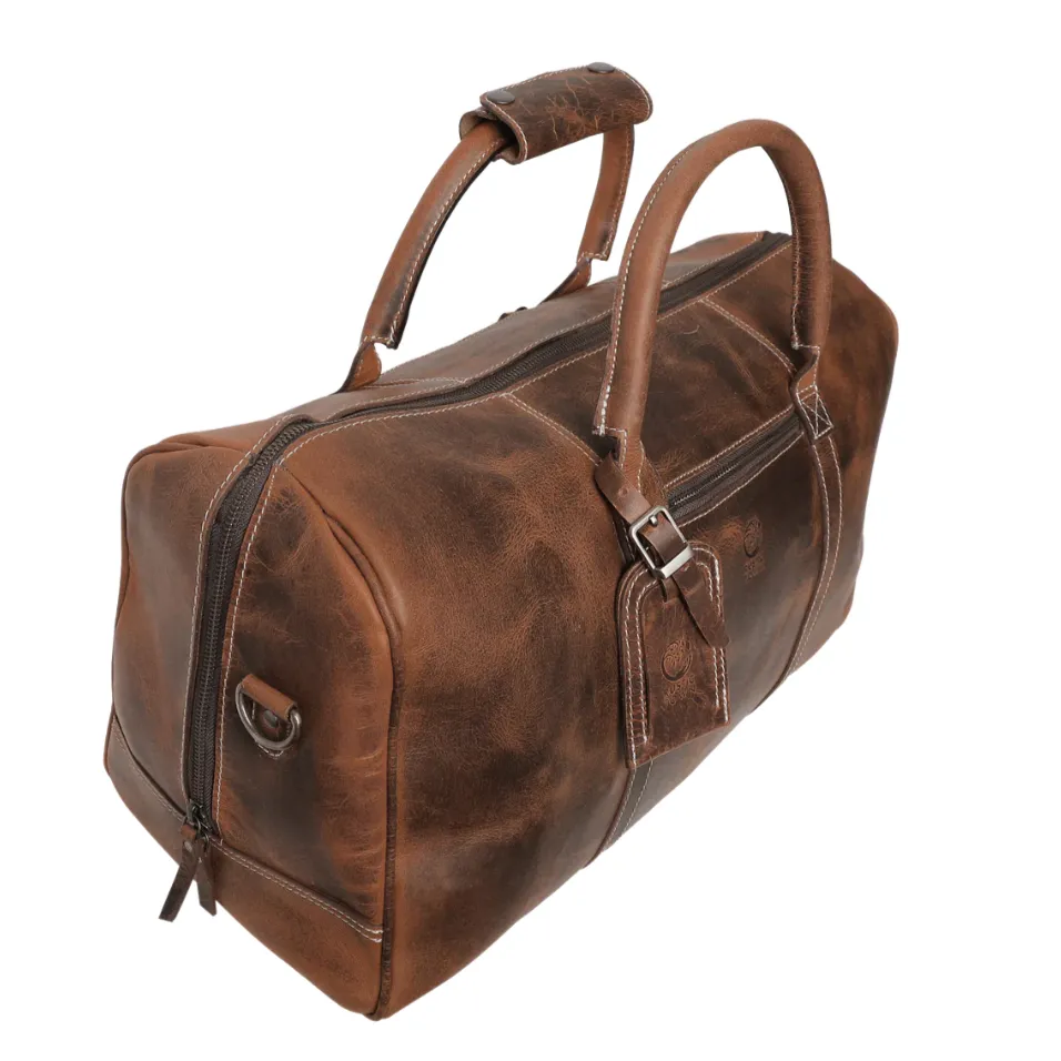 RusticTown Sasha Carry On Leather Duffle Bag (Mulberry)