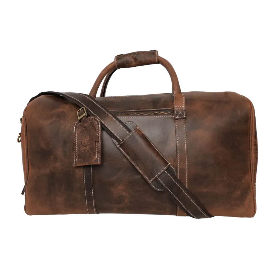 RusticTown Sasha Carry On Leather Duffle Bag (Mulberry)