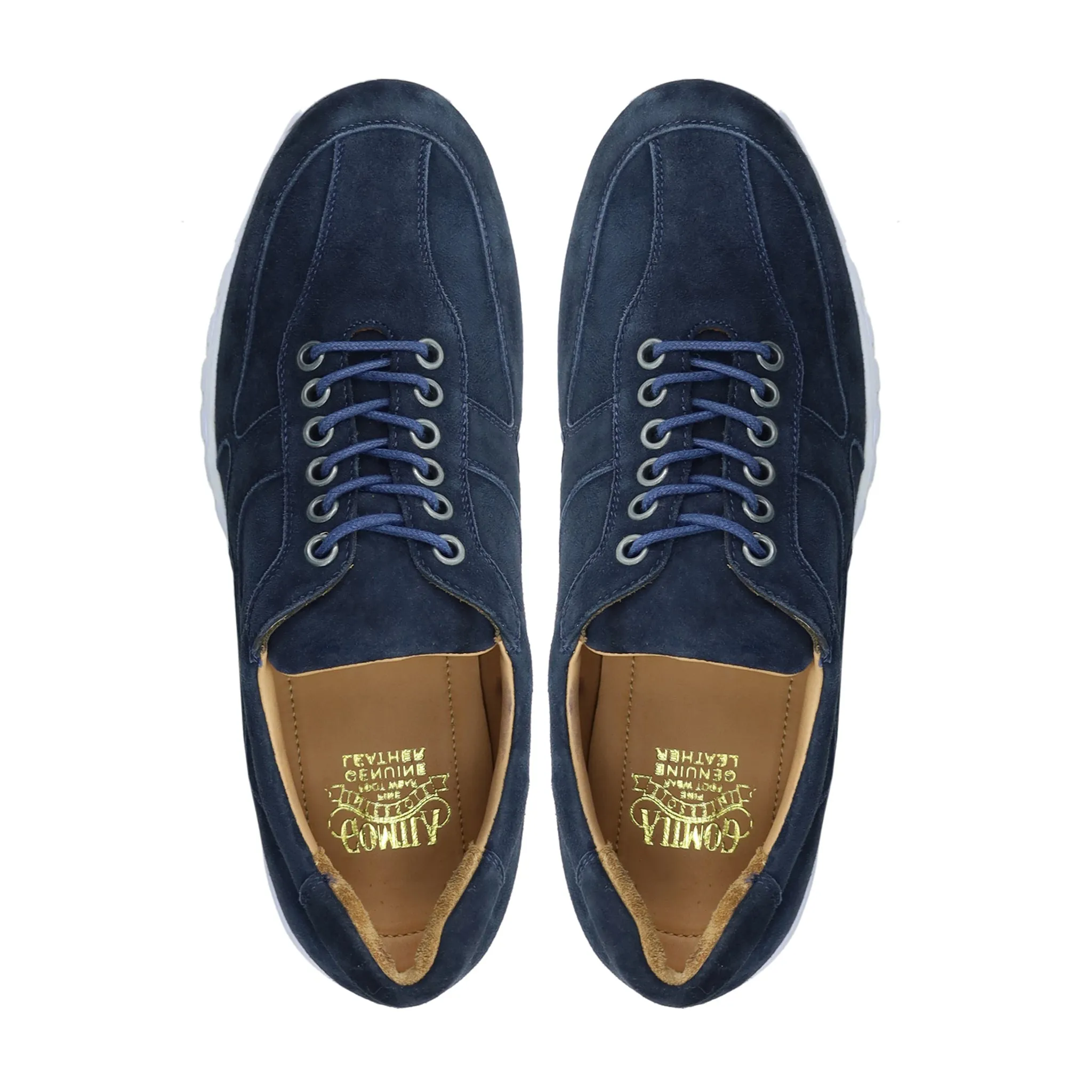 Samar - Men's Navy Blue Kid Suede Leather Jogger