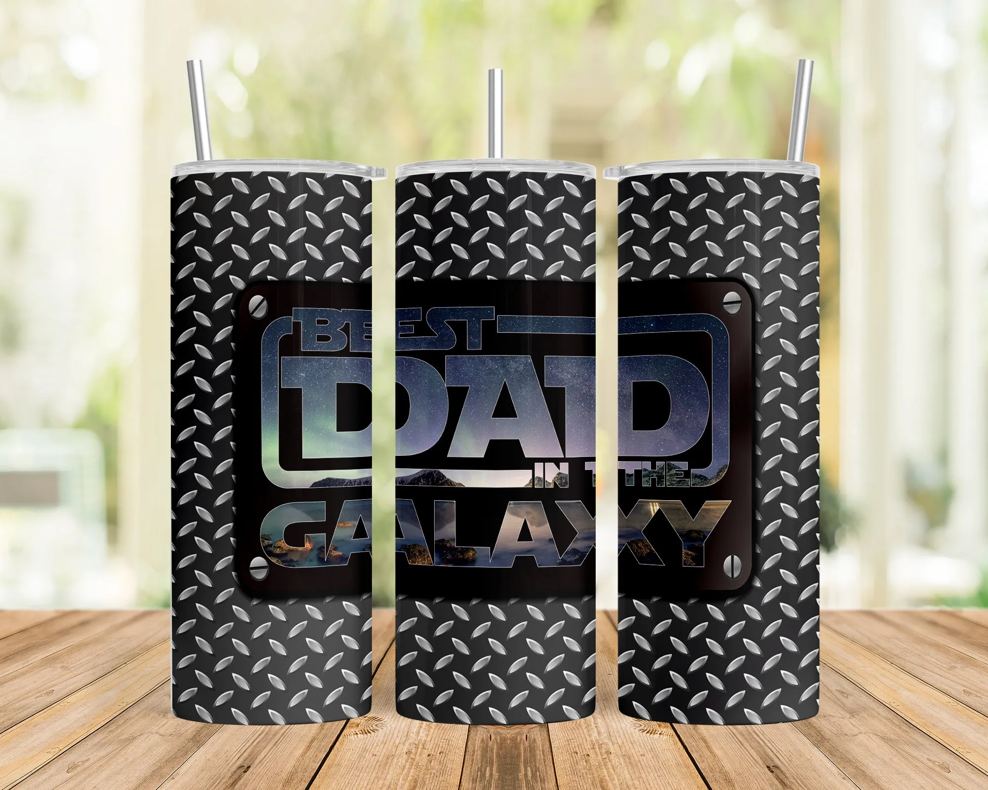 Skinny Tumbler with Straw, 20oz, Best Dad in the Galaxy, awd-1373