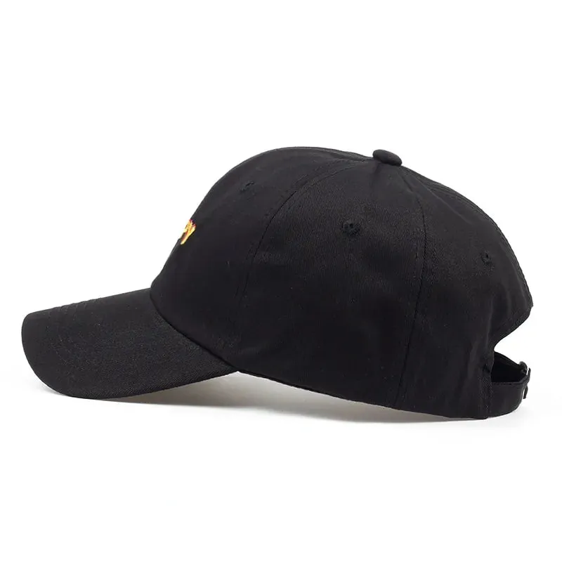 Slouch Happy Text Logo Dad Hat