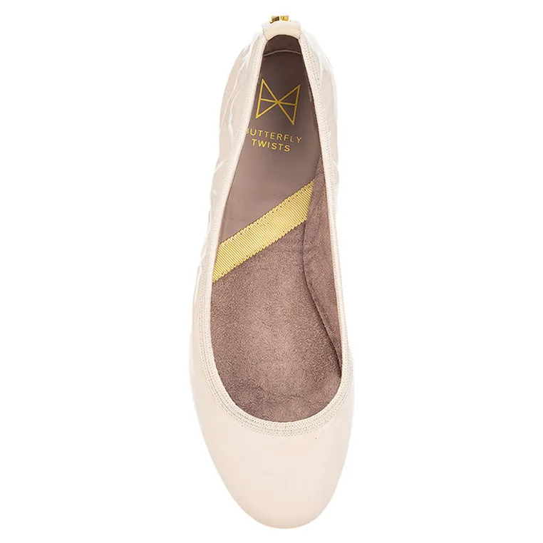 SOPHIA Ballet Flat Shoes - Beige Patent