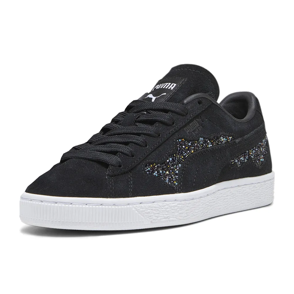 Suede x Swarovski Glitter Lace Up Sneakers