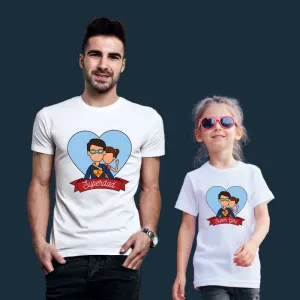 Superdad and Super Girl Matching Father Daughter Combo T-Shirt