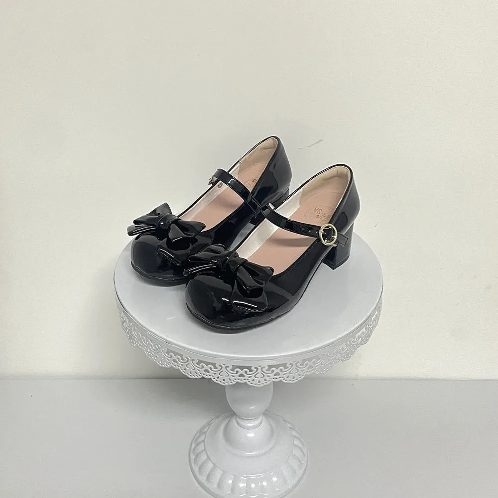 TAVIMART  -  Sweet Bow In Single Shoes For Girls With Thick Heels Round Heads Cute Jk Student Versatile Lolita Girls' Tea Party Single Shoes