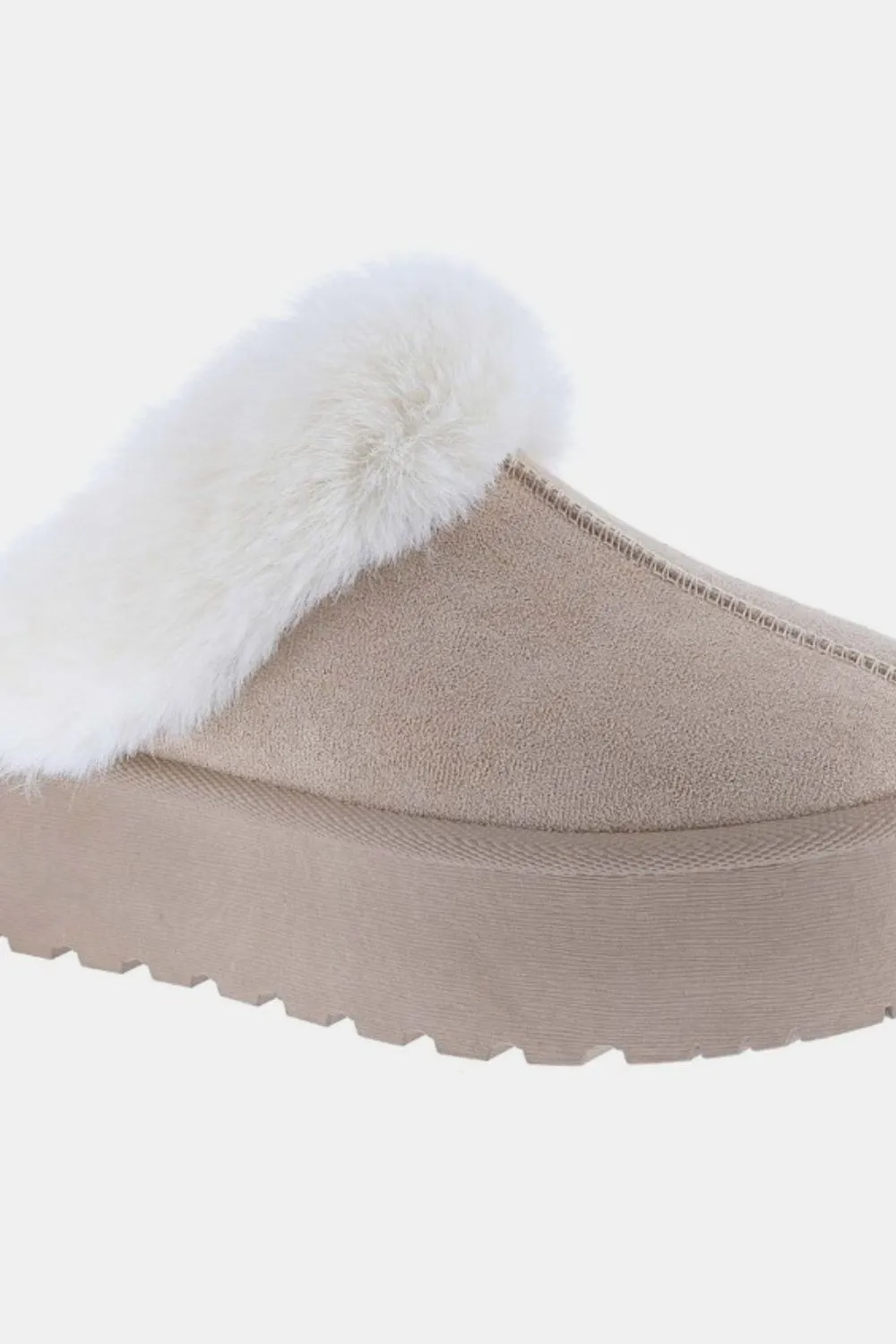 The Maria  Thick Bottom Fur Trim Snow Slippers