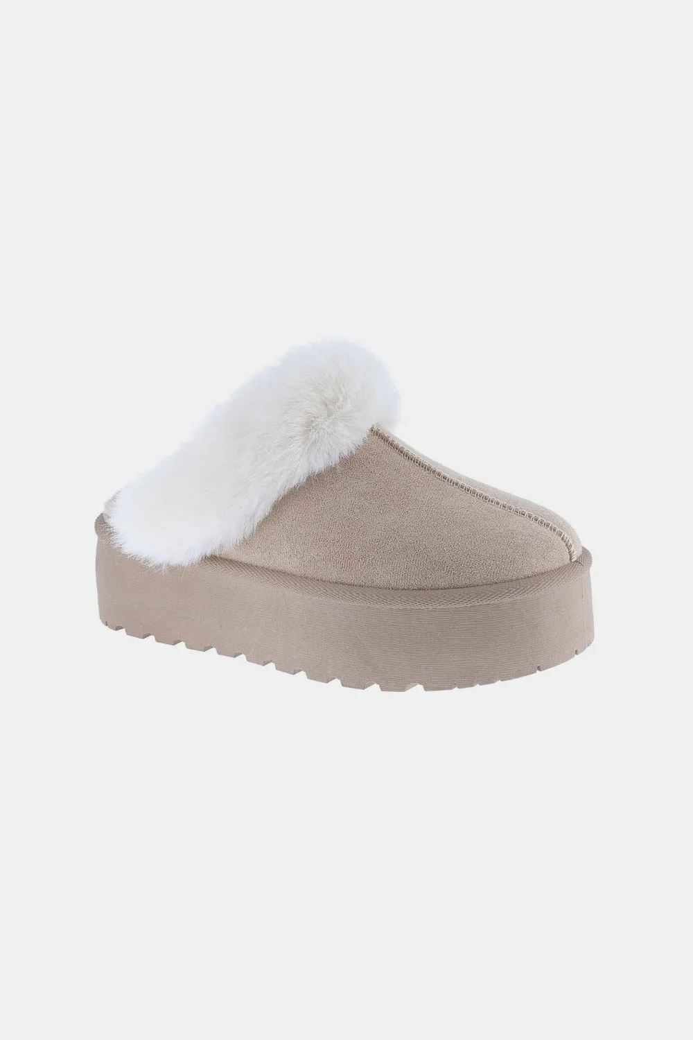 The Maria  Thick Bottom Fur Trim Snow Slippers