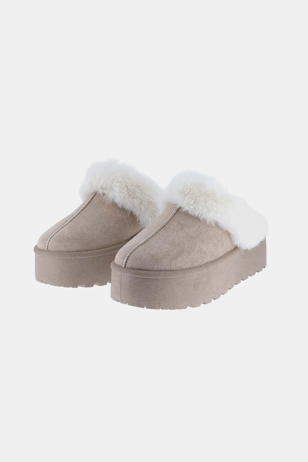 The Maria  Thick Bottom Fur Trim Snow Slippers