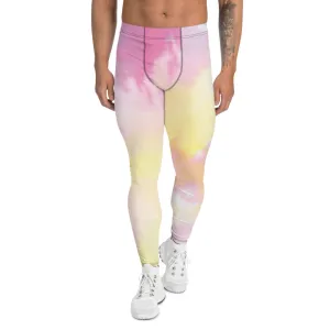 Tie Dye Colorful Men's Leggings, Unicorn Pastel Soft Colors Sexy Meggings-Made in USA/EU