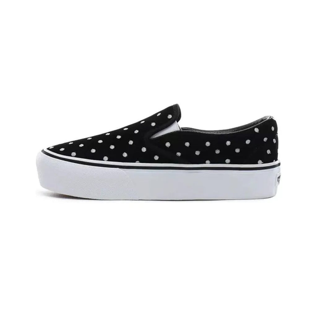 Vans Women's Classic Slip-On Platform - Suede Polka Dot