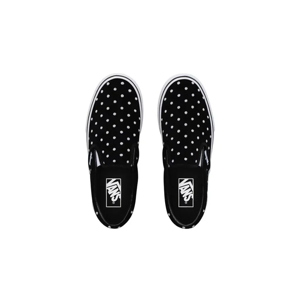 Vans Women's Classic Slip-On Platform - Suede Polka Dot