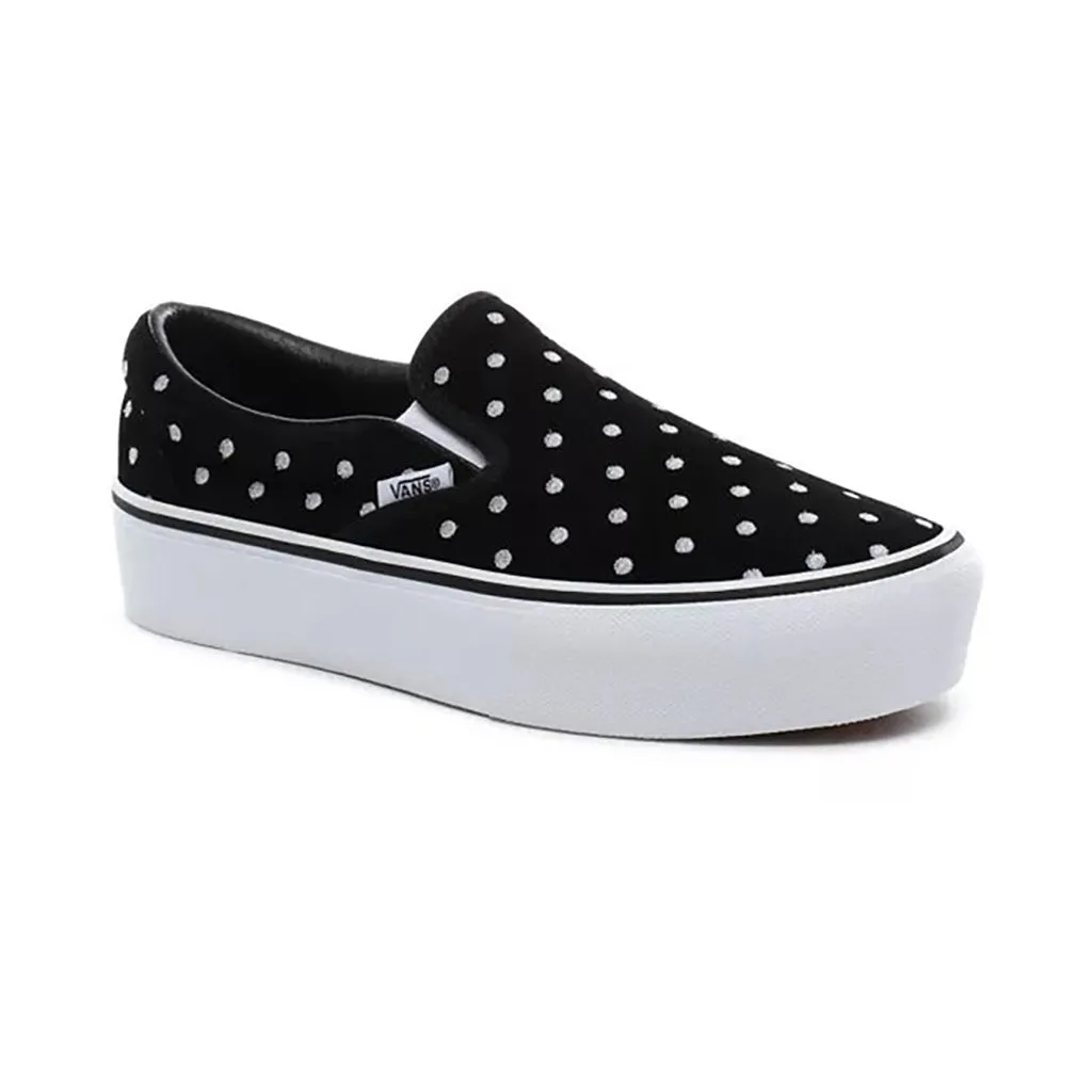 Vans Women's Classic Slip-On Platform - Suede Polka Dot