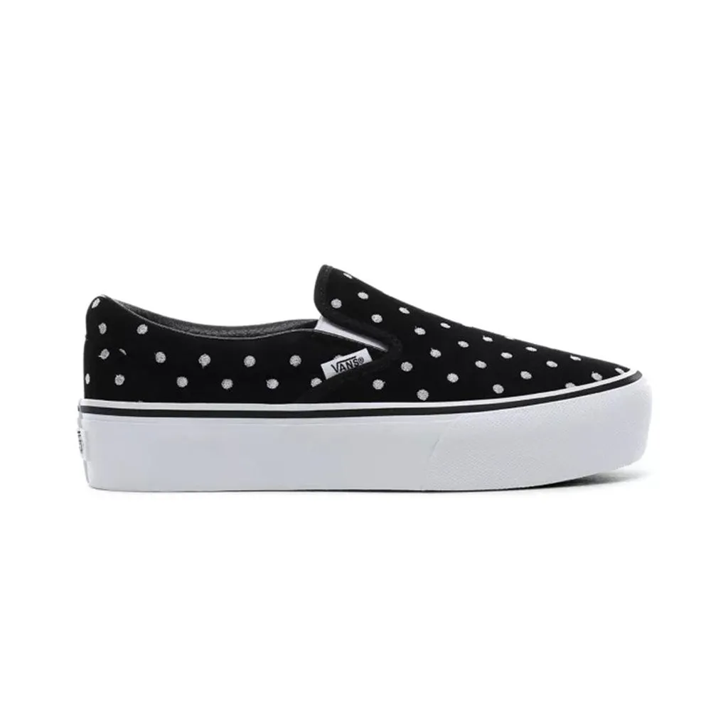 Vans Women's Classic Slip-On Platform - Suede Polka Dot