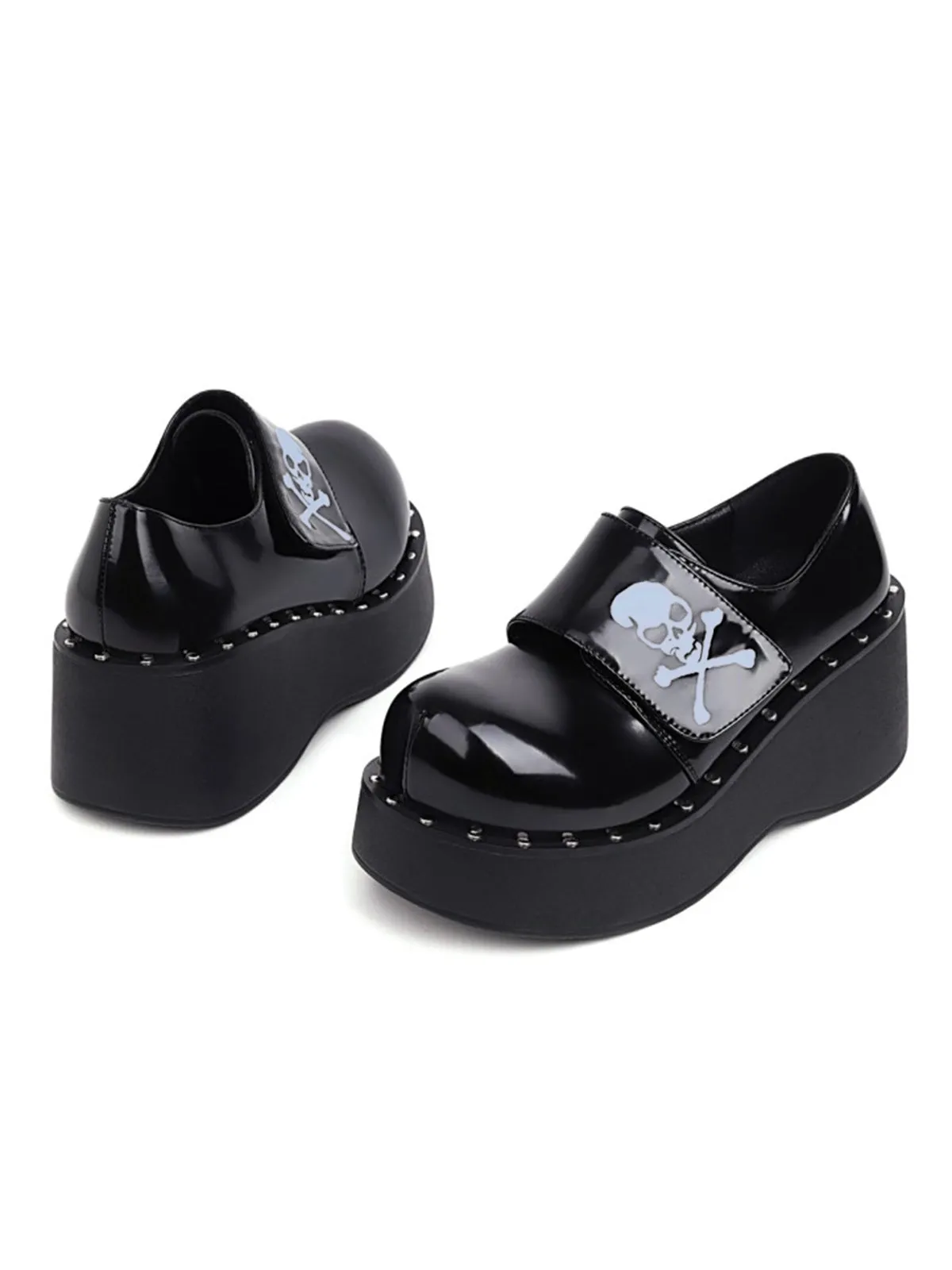 Vintage Black Toxic Skull Platform Shoes